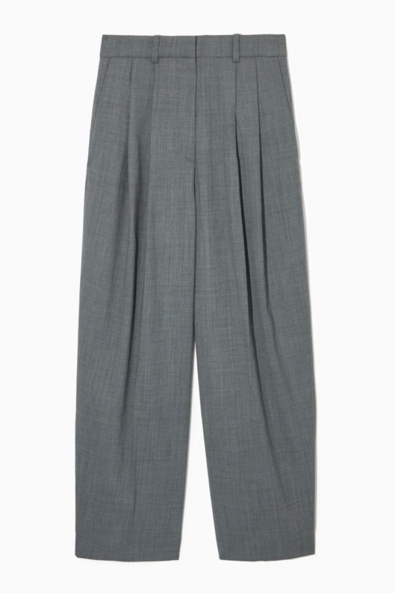 Grey Cos Wide-leg Tailored Wool-blend Trousers | DPFVL5241