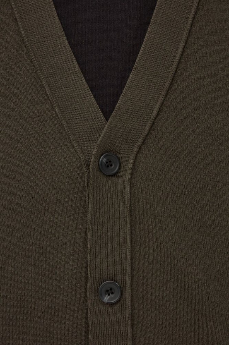 Khaki Green Cos Double-faced Merino Wool Cardigan | HCSVR6243