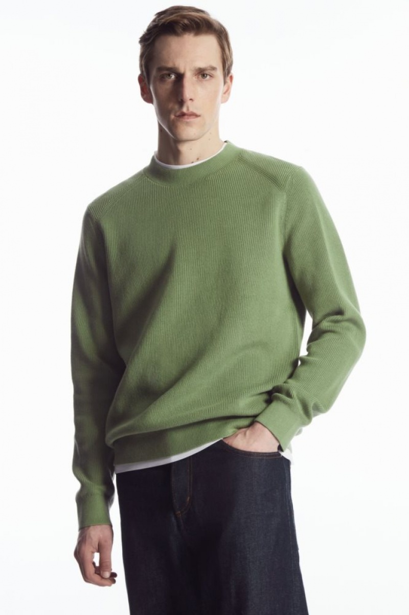 Khaki Green Cos Ribbed-knit Sweater | IJCFW6453