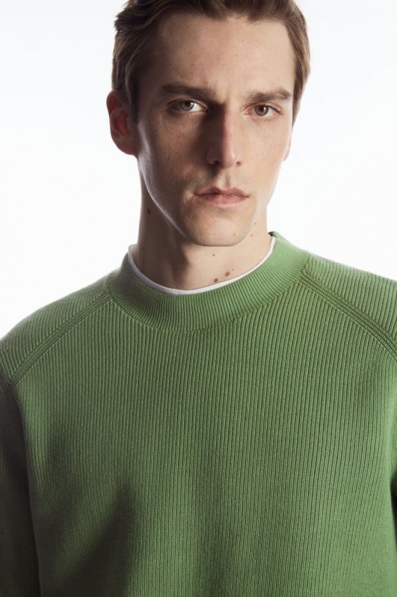 Khaki Green Cos Ribbed-knit Sweater | IJCFW6453