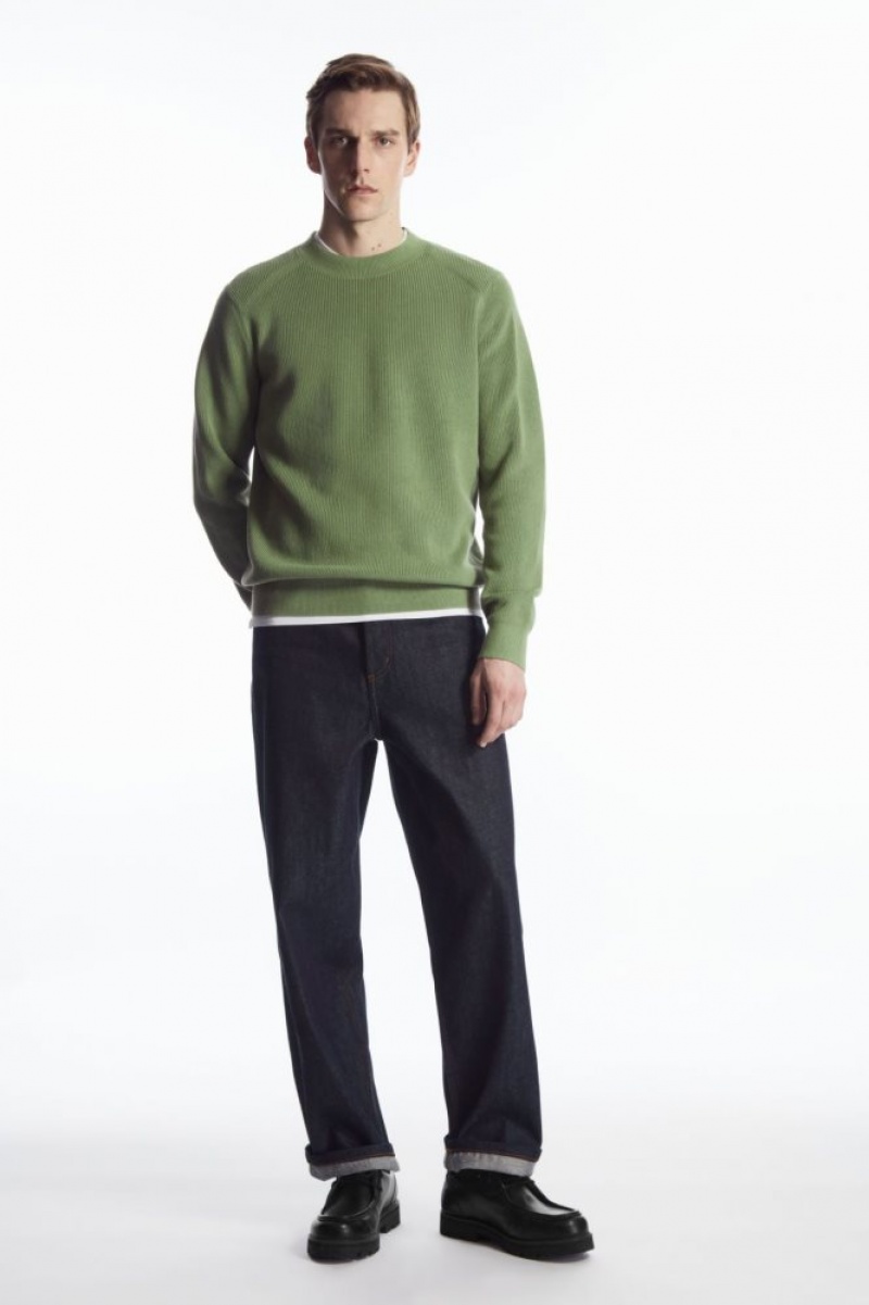 Khaki Green Cos Ribbed-knit Sweater | IJCFW6453