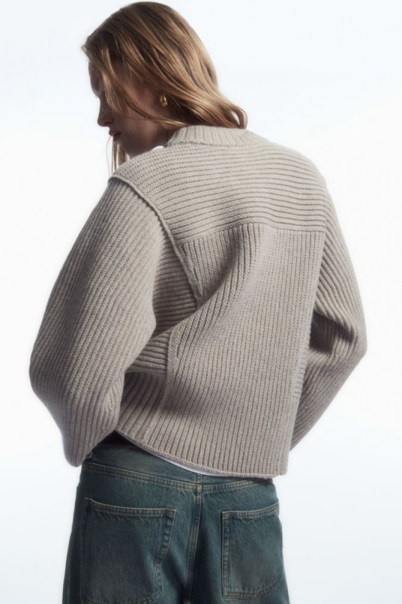 Light Beige Cos Chunky Paneled Wool Sweater | QHDLF5108