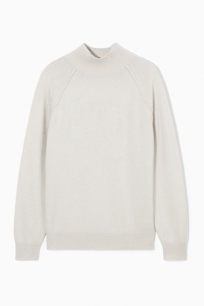 Light Beige Cos Pure Cashmere Funnel-neck Jumper | RDKPJ8647