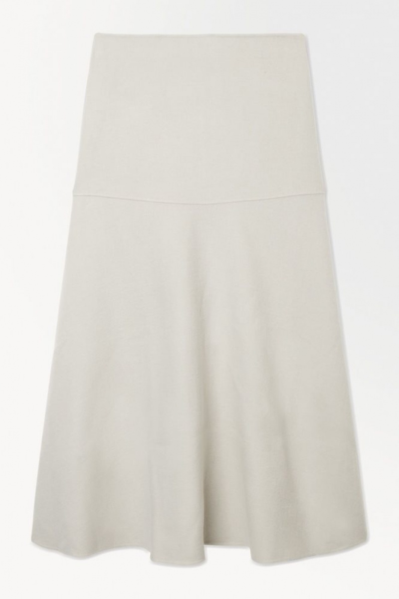 Light Beige Cos The Wool-blend Midi Skirt | ICVKX6429