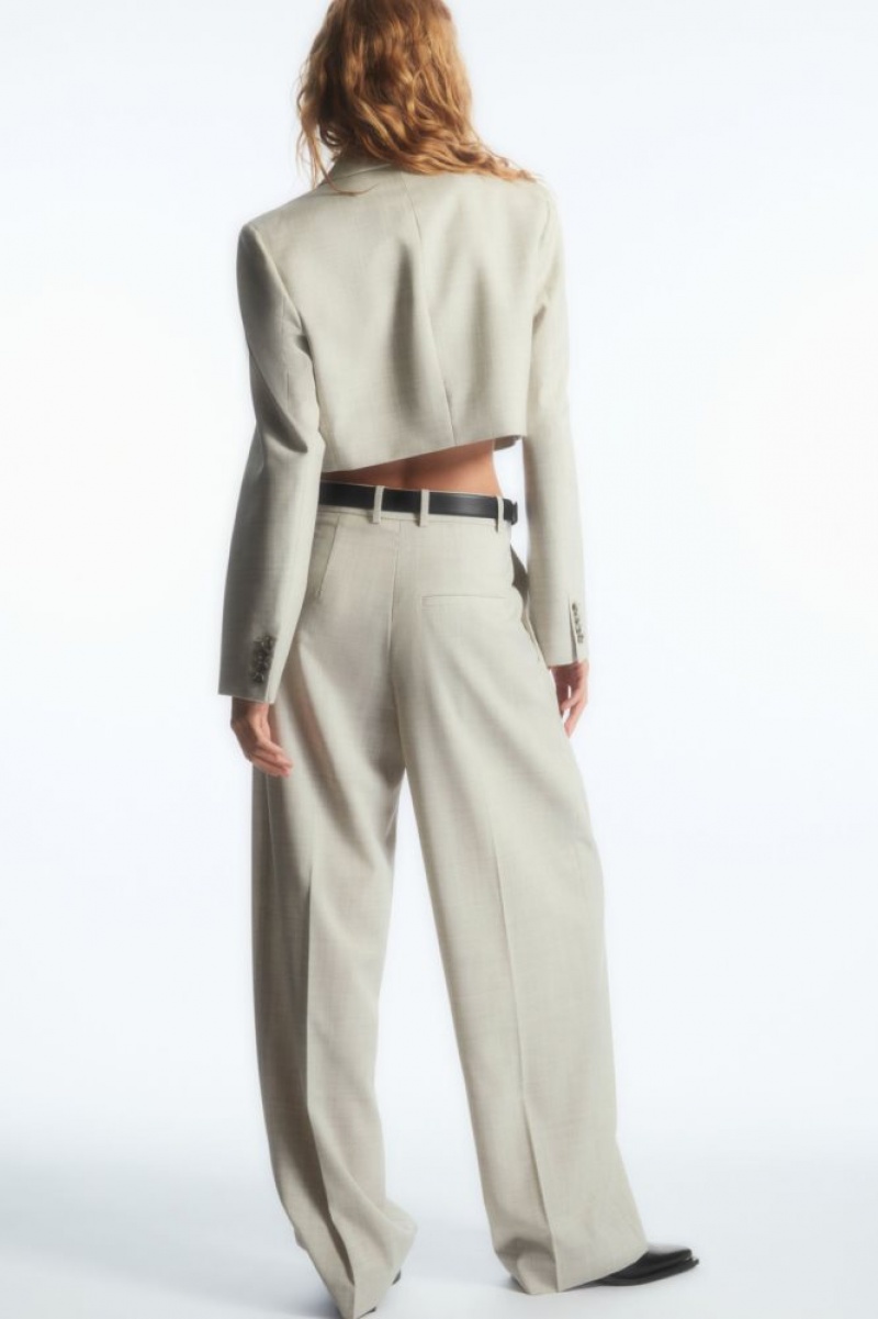 Light Beige Cos Wide-leg Tailored Wool Pants | ITUJW7238