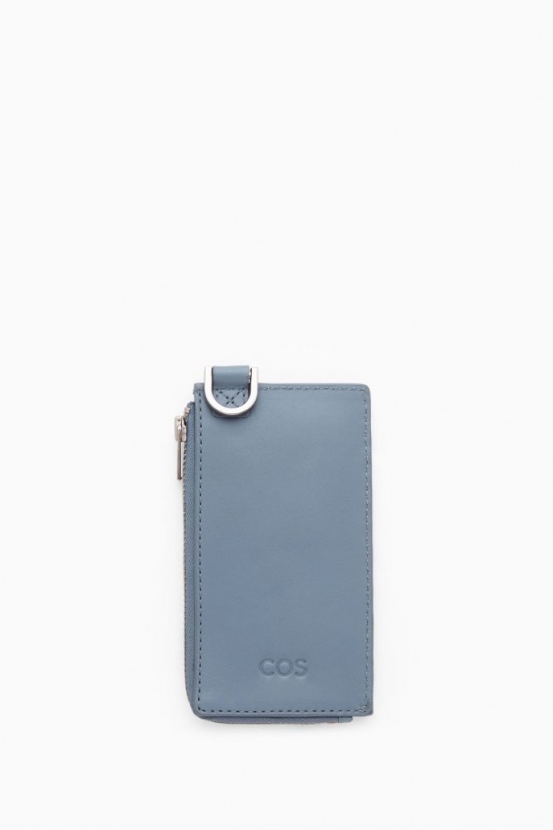 Light Blue Cos Leather Zipped Cardholder | EABXJ7941