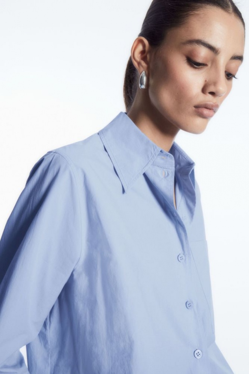 Light Blue Cos Oversized Long-sleeve Shirt | LVFDP4825