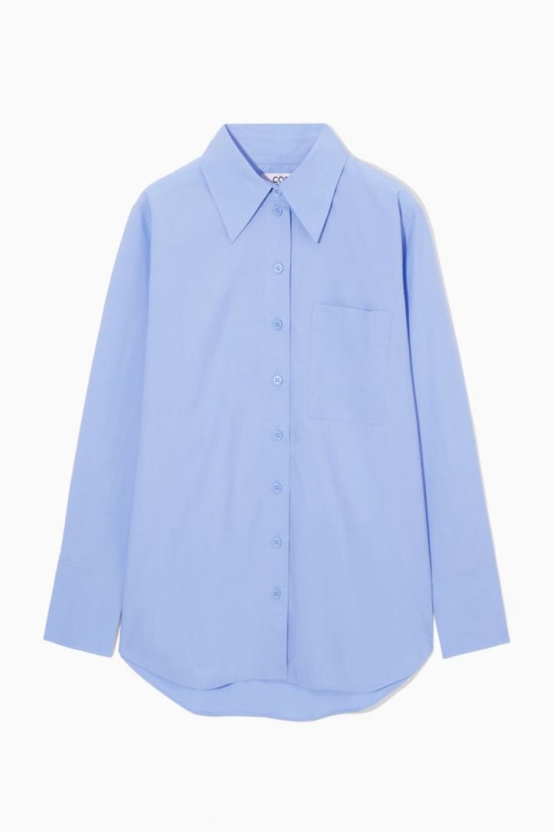 Light Blue Cos Oversized Long-sleeve Shirt | LVFDP4825