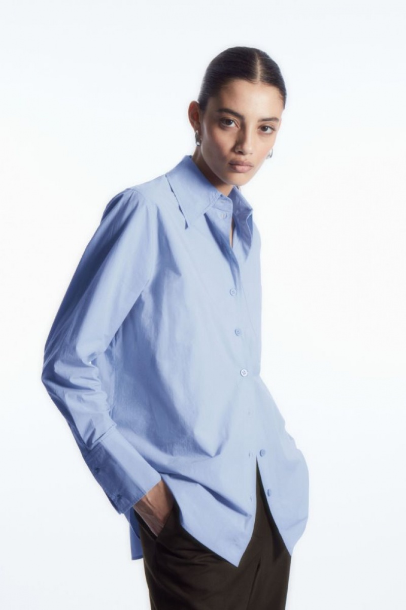 Light Blue Cos Oversized Long-sleeve Shirt | LVFDP4825