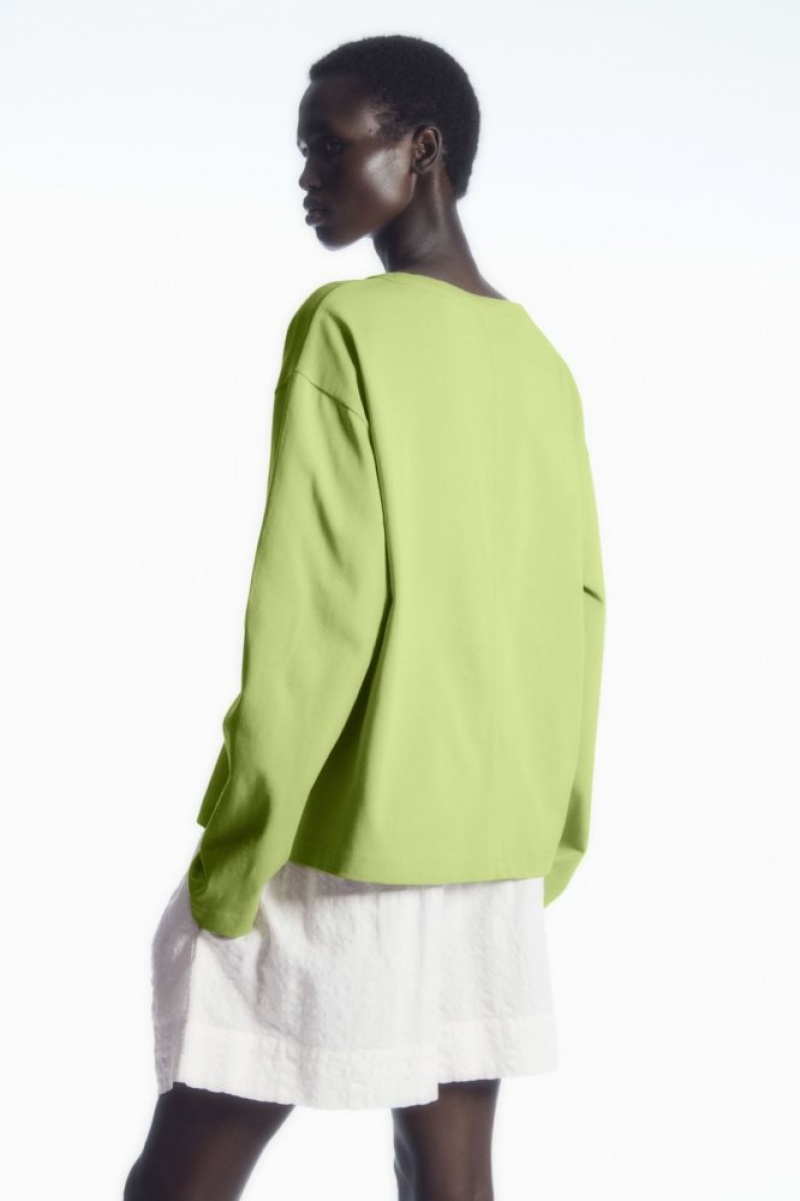 Light Green Cos Boxy Long-sleeved T-shirt | SNUWG9028