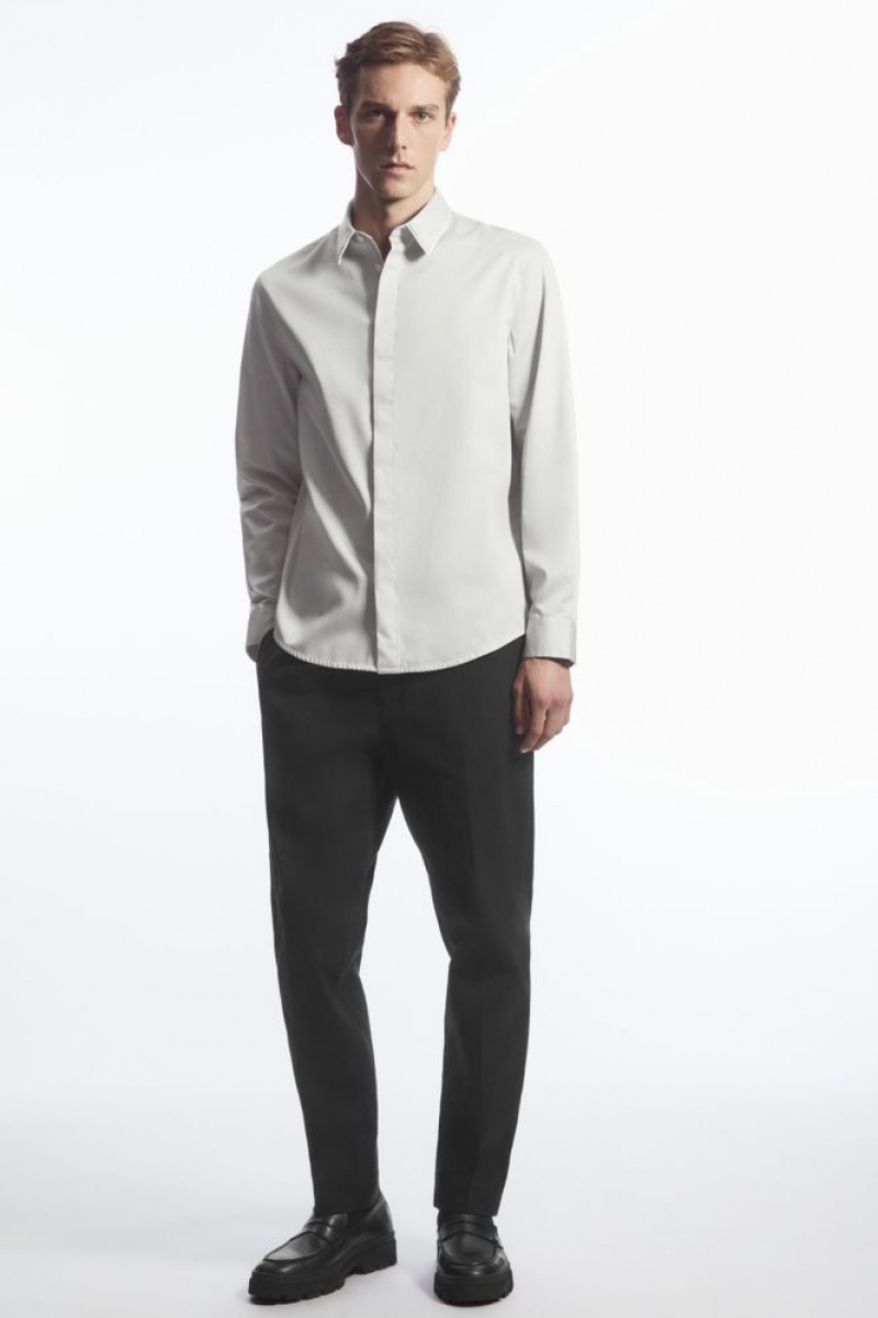 Light Grey Cos Layered-collar Dress Shirt - Regular | CQIOT9130