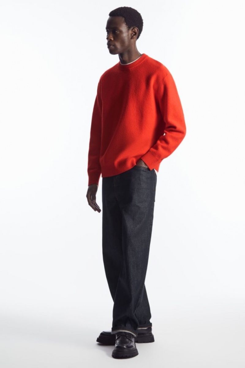 Light Orange Cos Boiled-wool Crew-neck Sweater | ZNYEV0783