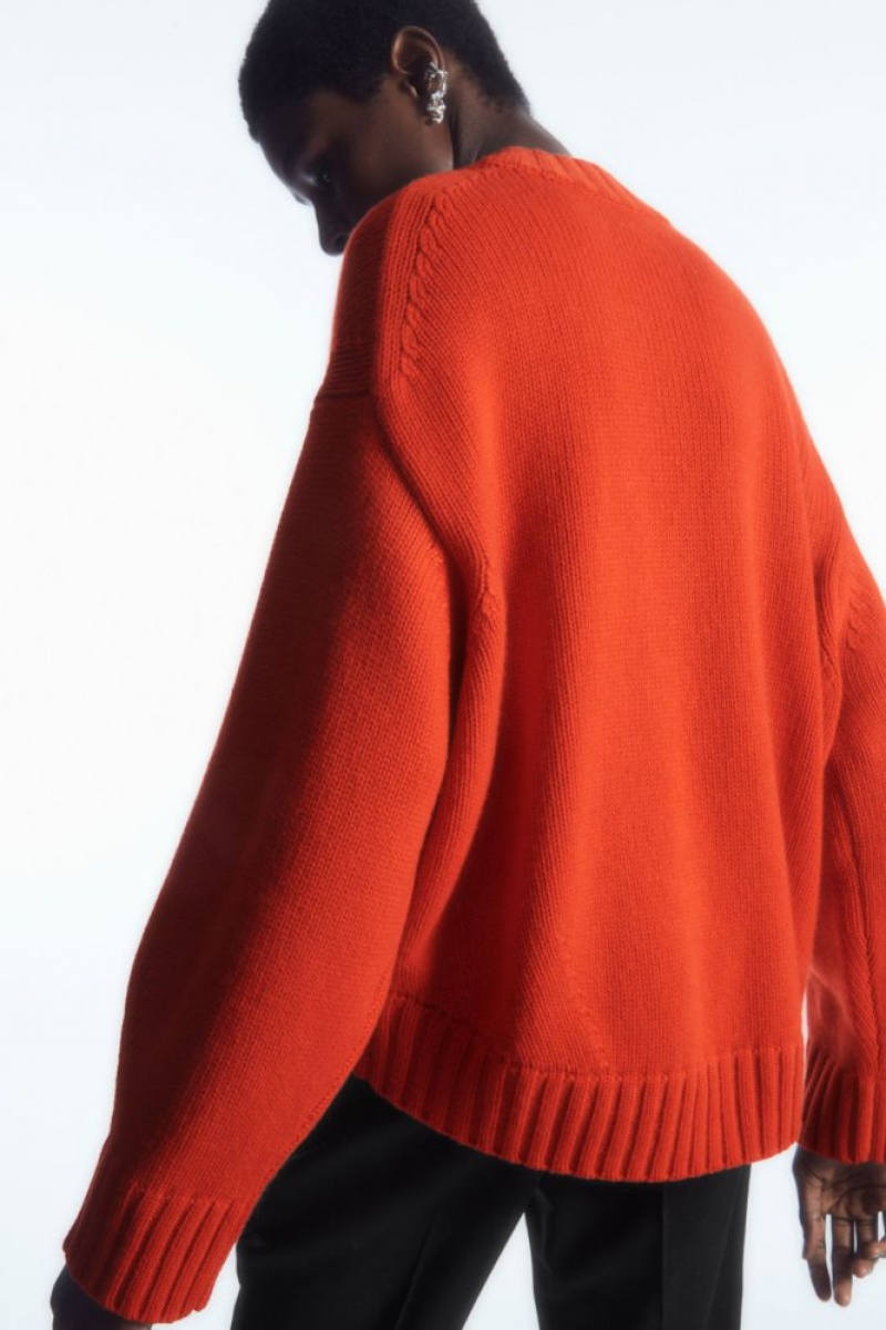 Light Orange Cos Chunky Pure Cashmere Crew-neck Sweater | BXDWT6781