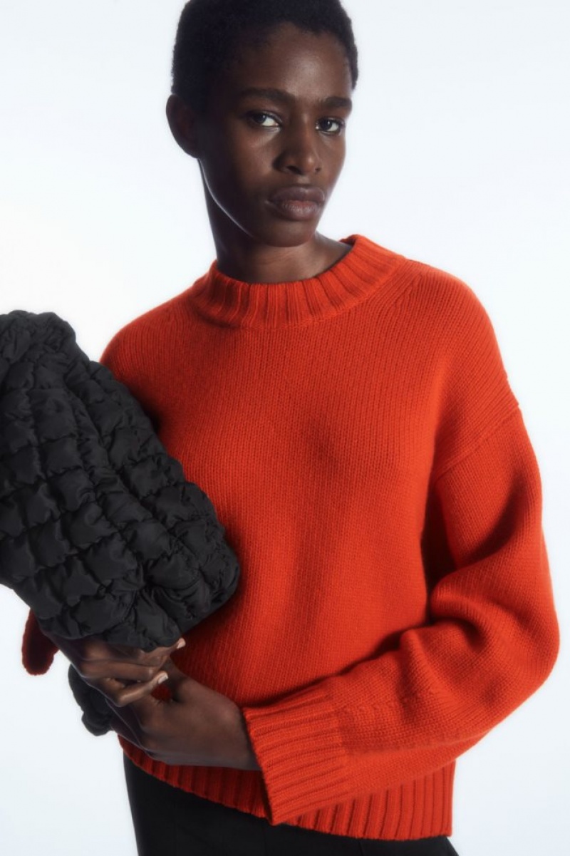 Light Orange Cos Chunky Pure Cashmere Crew-neck Sweater | BXDWT6781