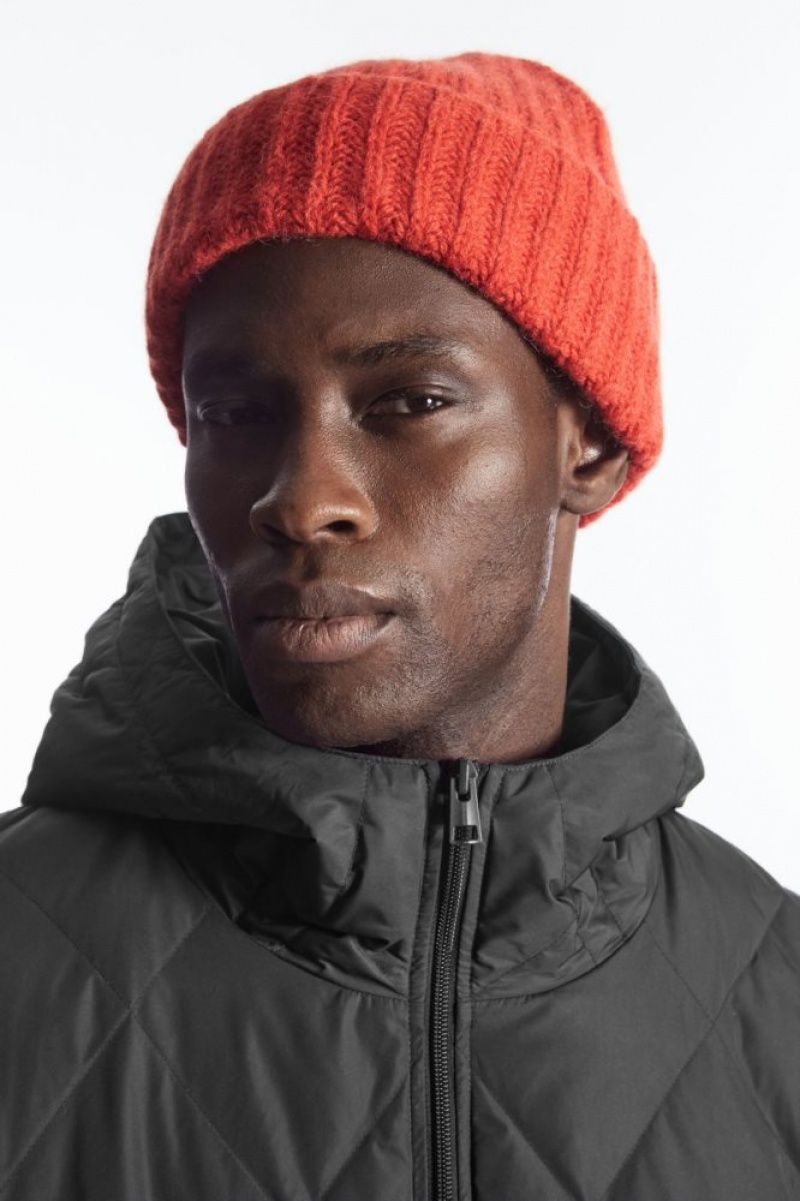 Light Orange Cos Ribbed Alpaca-blend Beanie | ELSAM6471