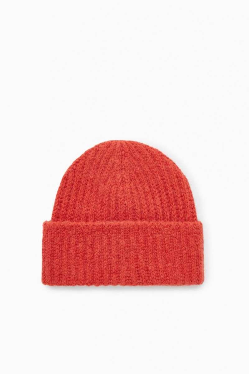 Light Orange Cos Ribbed Alpaca-blend Beanie | ELSAM6471