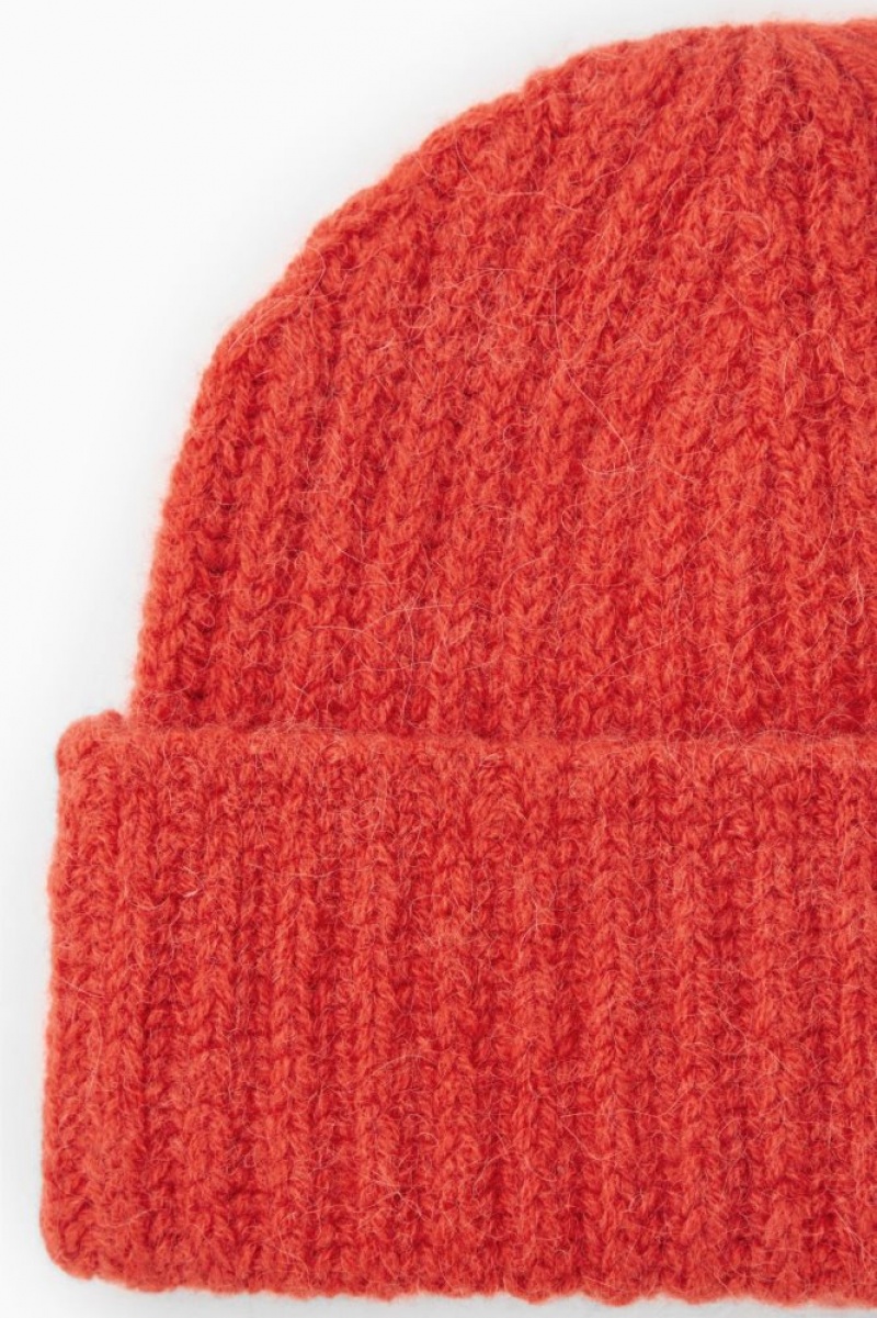 Light Orange Cos Ribbed Alpaca-blend Beanie | ELSAM6471