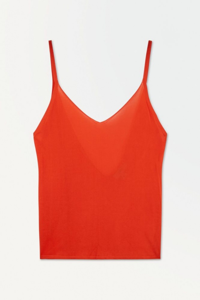 Light Orange Cos The Sheer Knitted Tank Top | ETUAO6940