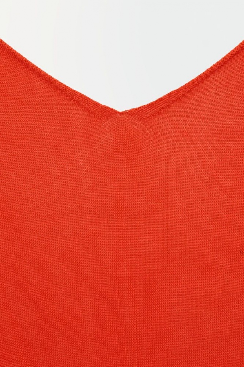 Light Orange Cos The Sheer Knitted Tank Top | ETUAO6940