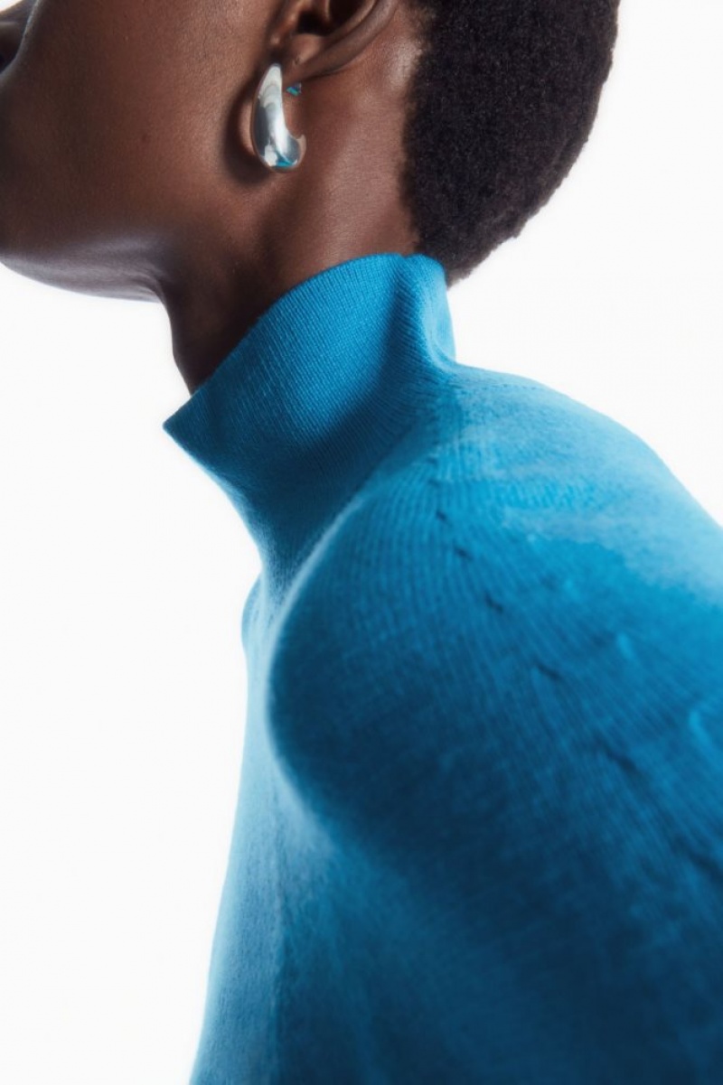 Light Turquoise Cos Batwing-sleeve Merino Wool Sweater | LITVJ5890