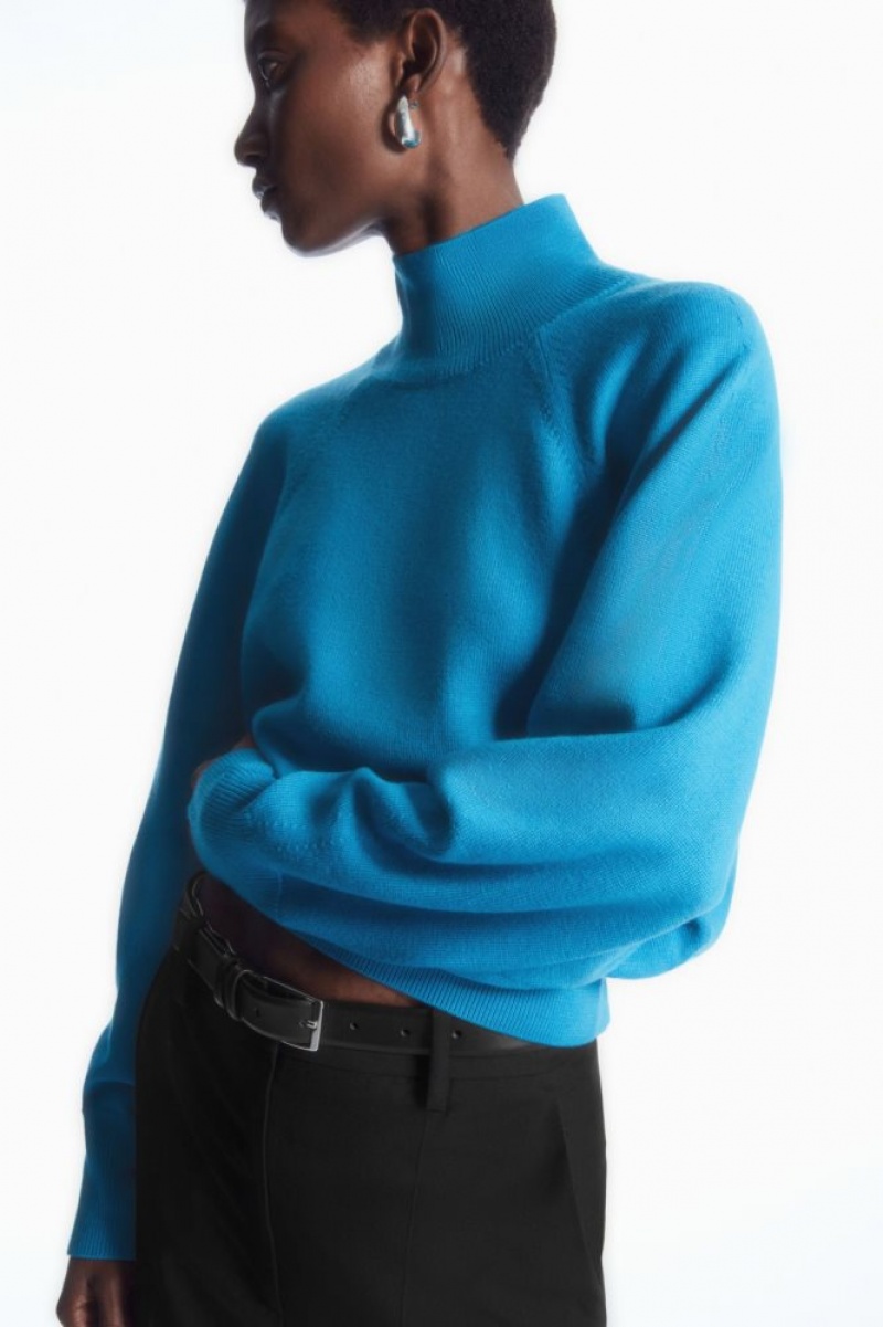 Light Turquoise Cos Batwing-sleeve Merino Wool Sweater | LITVJ5890