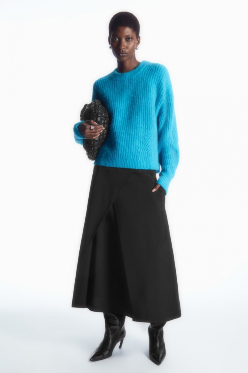 Light Turquoise Cos Cropped Alpaca And Wool-blend Sweater | NAYDX5023