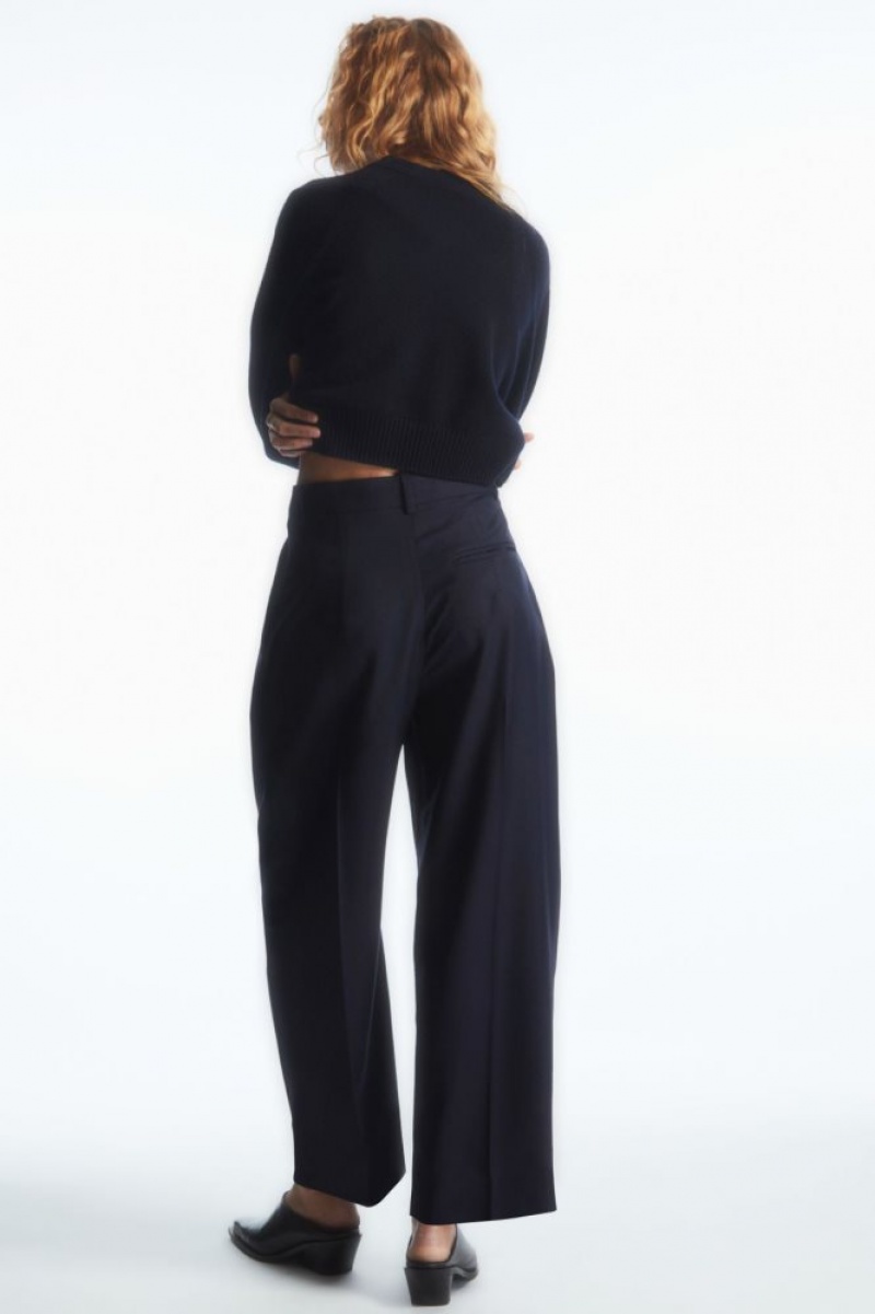 Navy Cos Barrel-leg Wool Pants | QSRDC6189