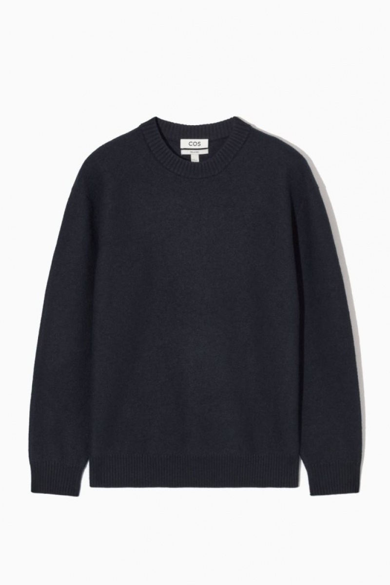 Navy Cos Boiled-wool Crew-neck Sweater | CPUOT3150