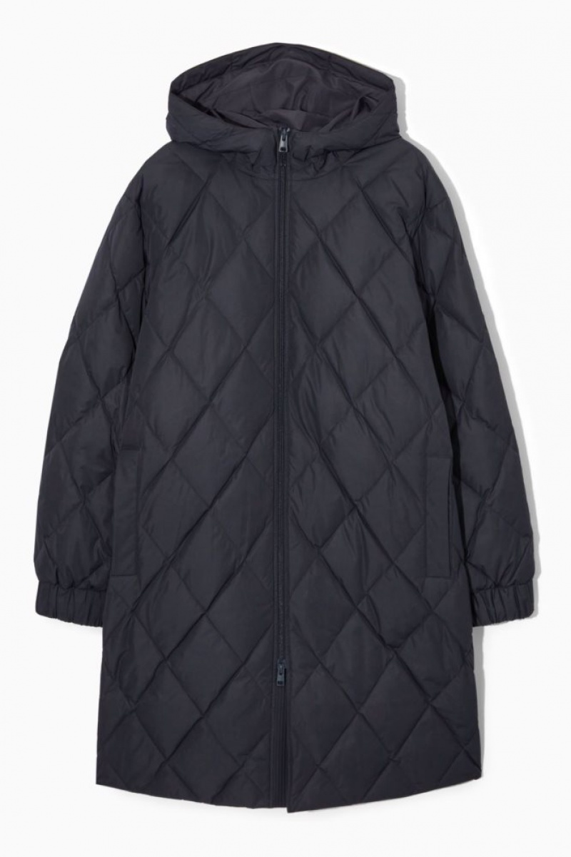 Navy Cos Diamond-quilted Padded Parka | UWPBZ3416