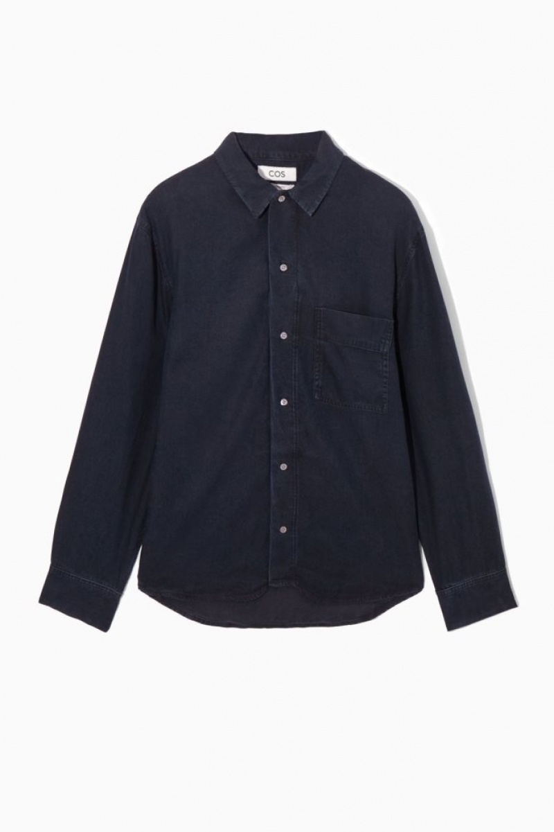 Navy Cos Lightweight Denim Shirt | TLMFD8450