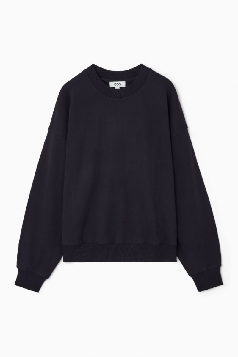 Navy Cos Oversized Jersey Sweatshirt | EJPBR5824