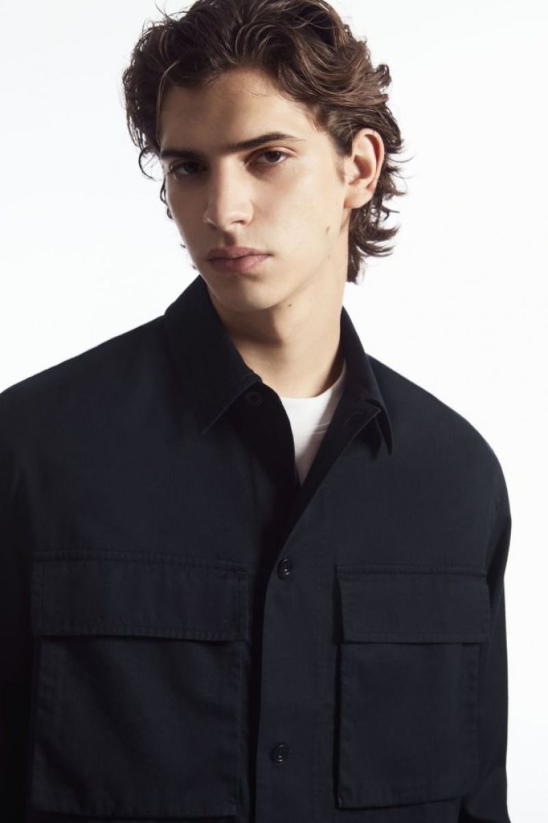 Navy Cos Oversized Utility Shirt | EMQPK0859