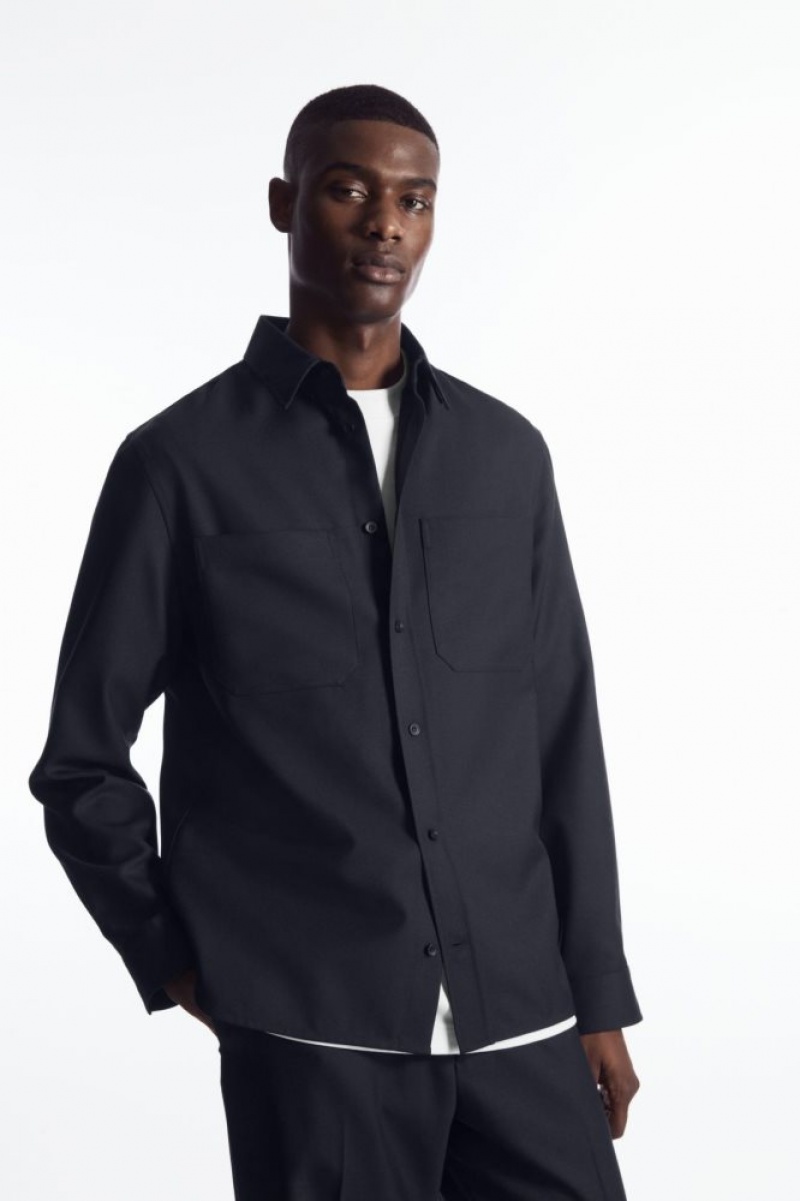 Navy Cos Relaxed Utility Shirt | YBNDK2085