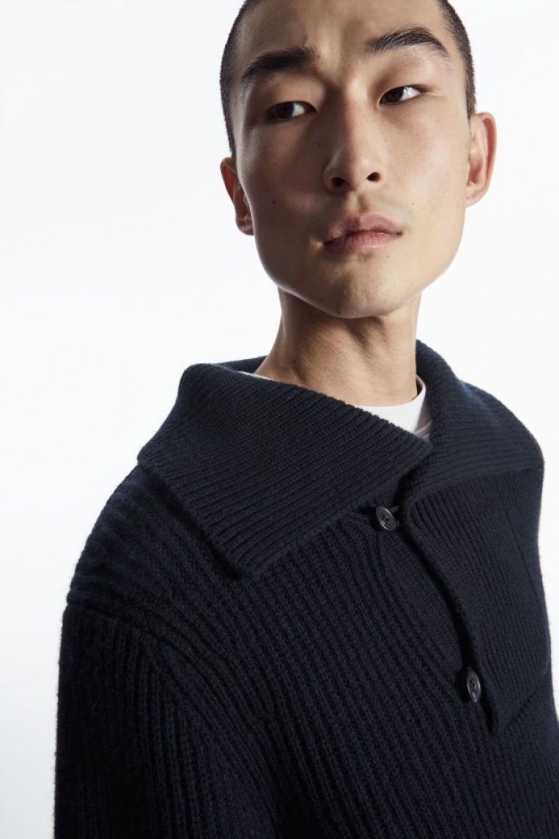 Navy Cos Sailor-collar Wool Sweater | THVUK7083