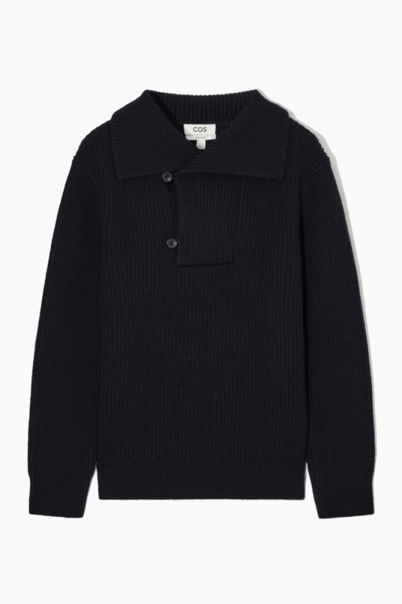 Navy Cos Sailor-collar Wool Sweater | THVUK7083