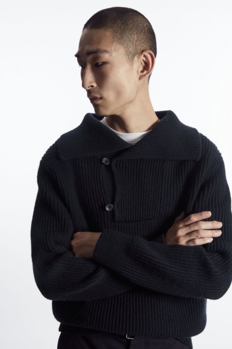 Navy Cos Sailor-collar Wool Sweater | THVUK7083