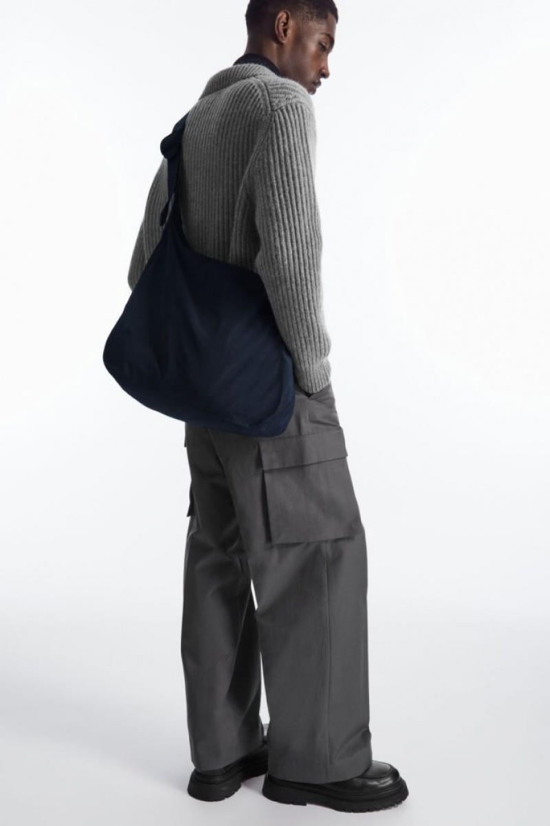 Navy Cos Slouchy Nylon Messenger Bag | XEWLV2417