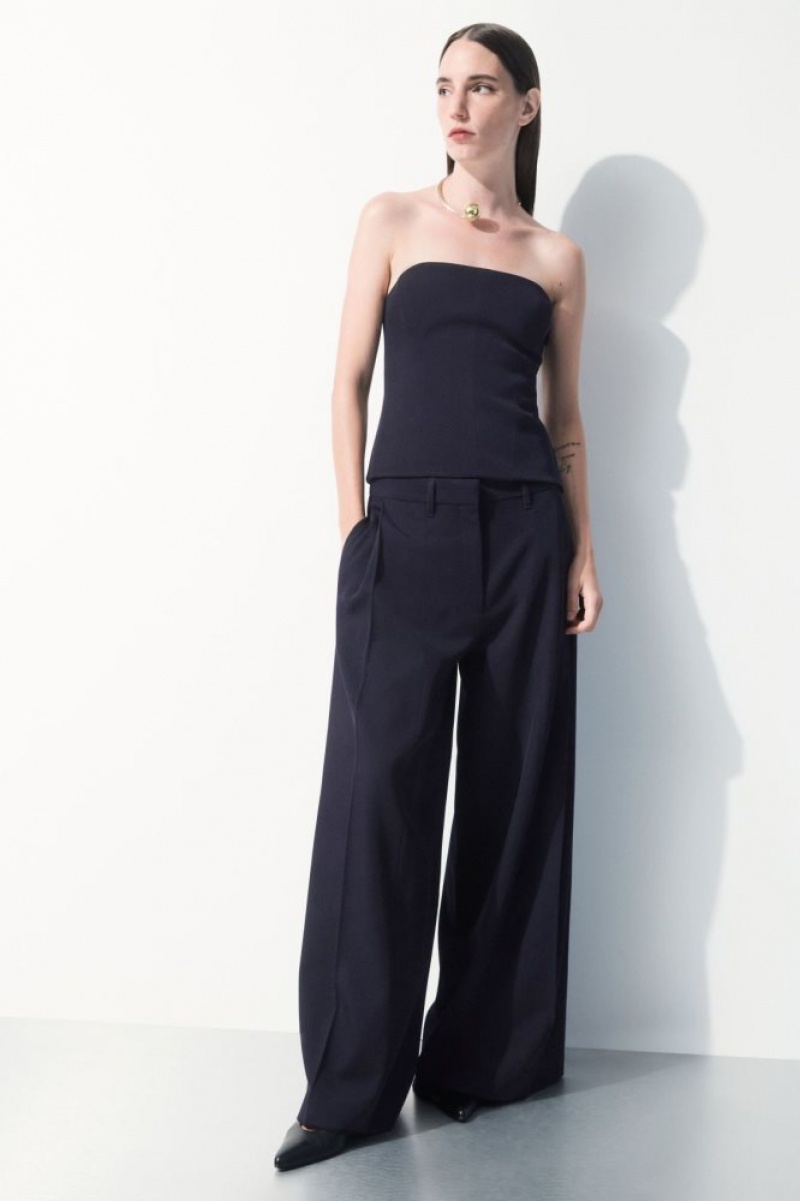 Navy Cos The Wide-leg Wool Trousers | GPWLT1768