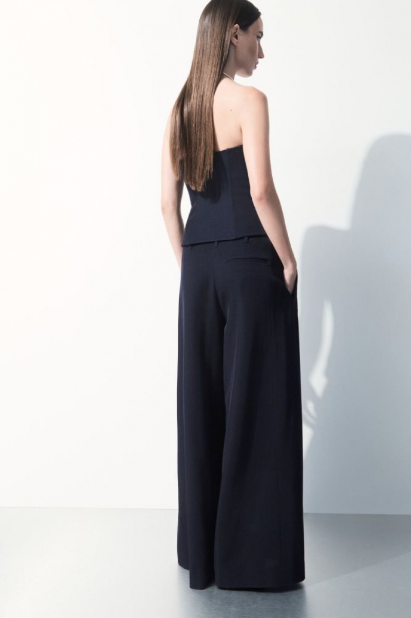 Navy Cos The Wide-leg Wool Trousers | GPWLT1768