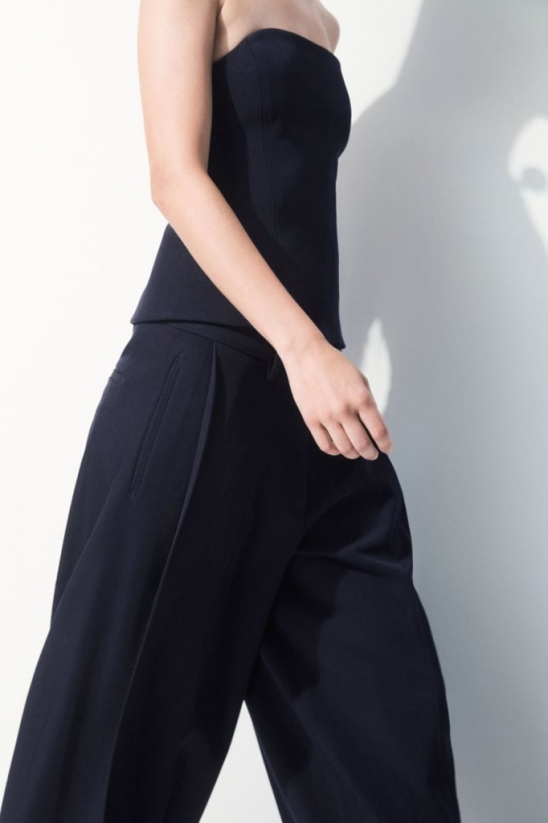 Navy Cos The Wide-leg Wool Trousers | GPWLT1768