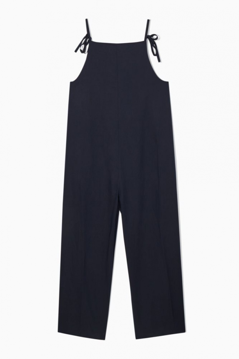 Navy Cos Tie-detail Linen Jumpsuit | GNJQH4052