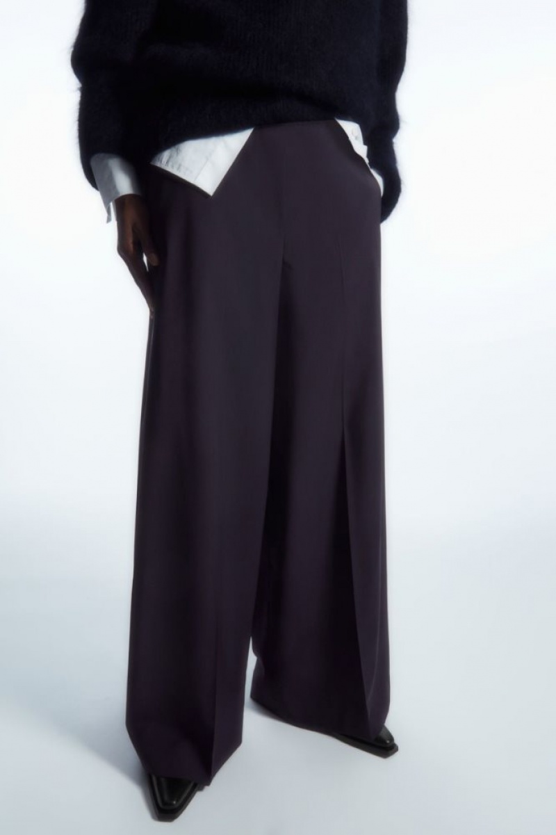 Navy Cos Voluminous Wide-leg Wool Pants | BSPAE3261