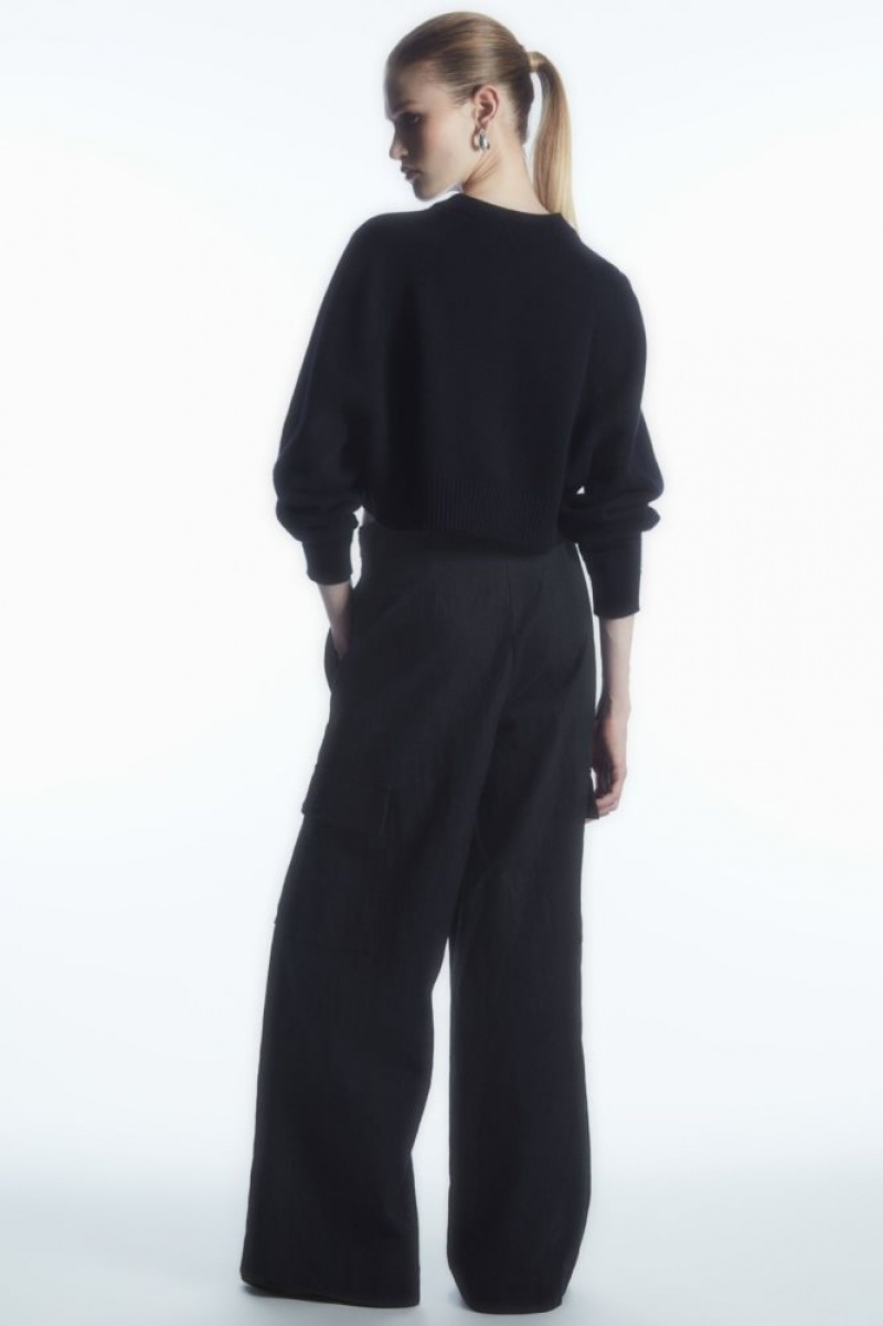 Navy Cos Wide-leg Cargo Pants | EKWTM9431