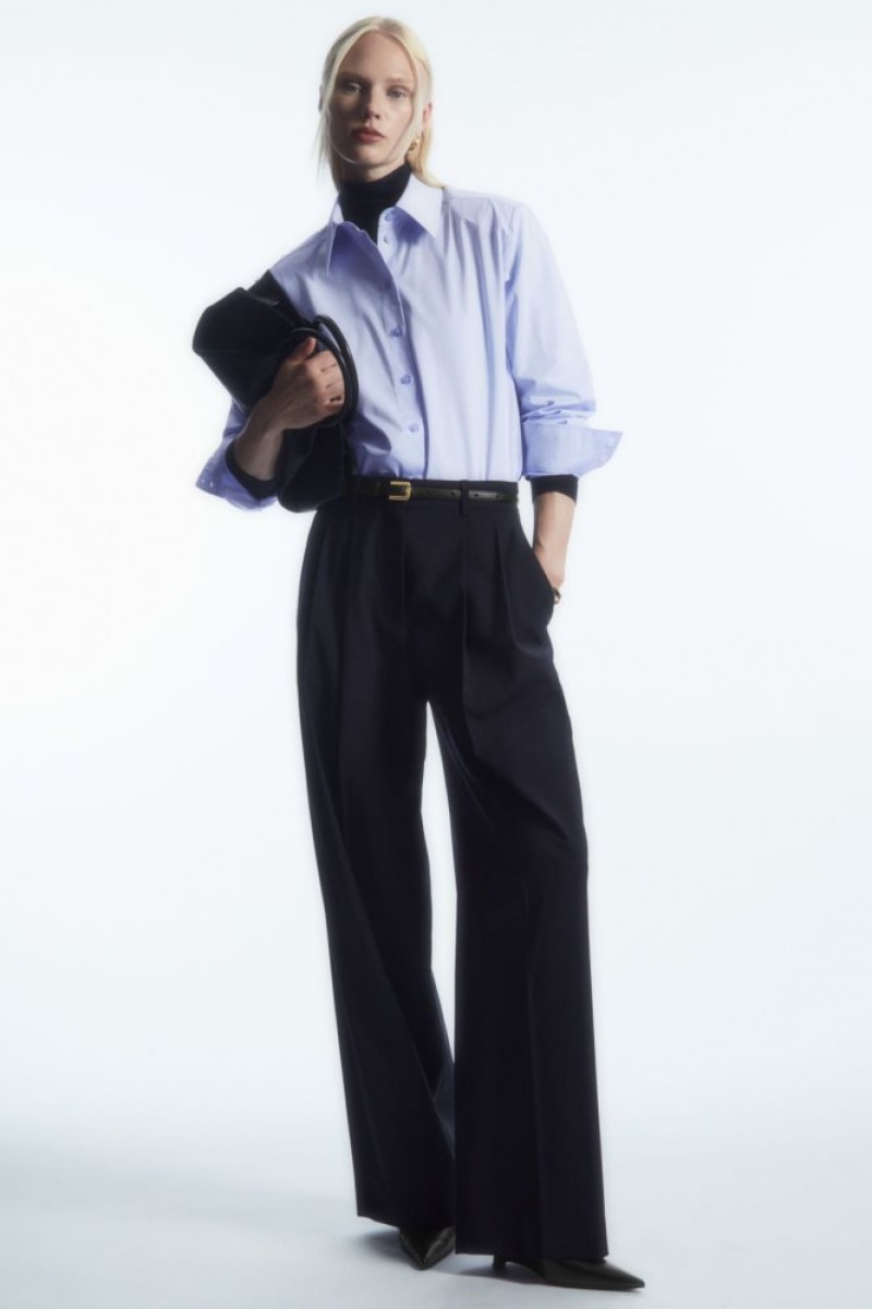 Navy Cos Wide-leg Tailored Wool Pants | EAJTI1390