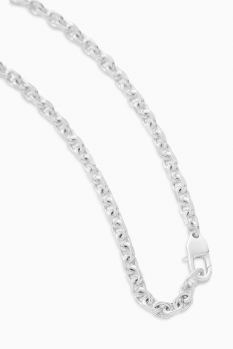 Silver Cos Geometric Oval-link Necklace | CTUFM0625