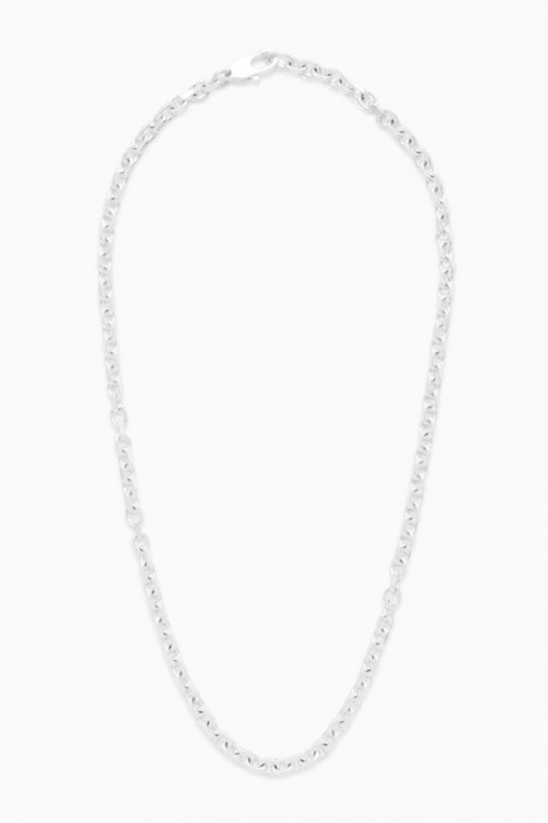 Silver Cos Geometric Oval-link Necklace | CTUFM0625