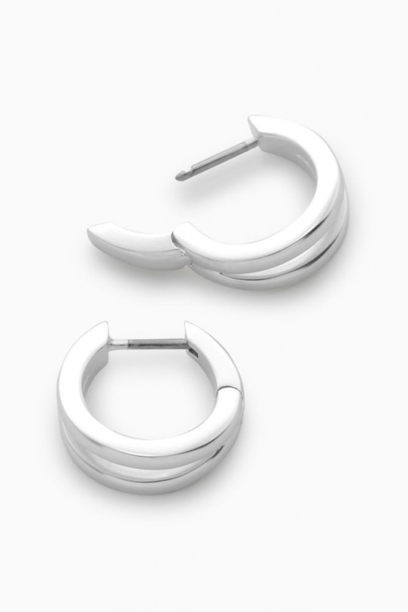 Silver Cos Layered Double Hoop Earrings | TYBMR8437