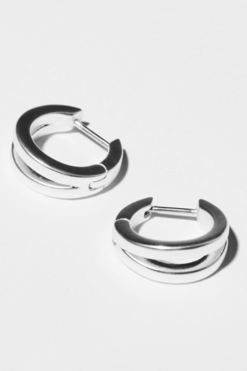 Silver Cos Layered Double Hoop Earrings | TYBMR8437