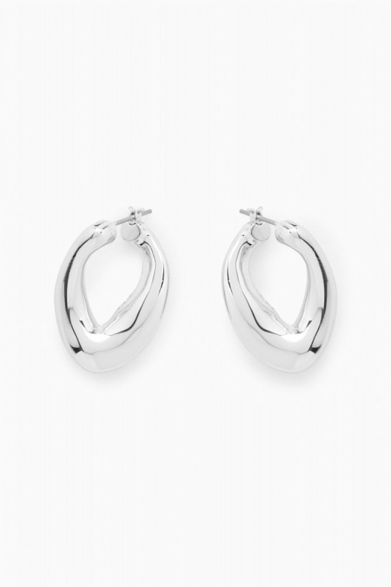 Silver Cos Twisted Hoop Earrings | BQGZI5923