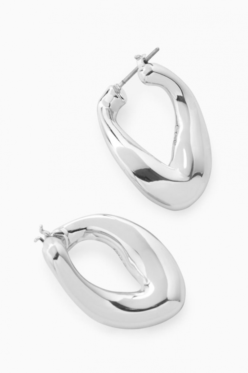 Silver Cos Twisted Hoop Earrings | UOKQG7418